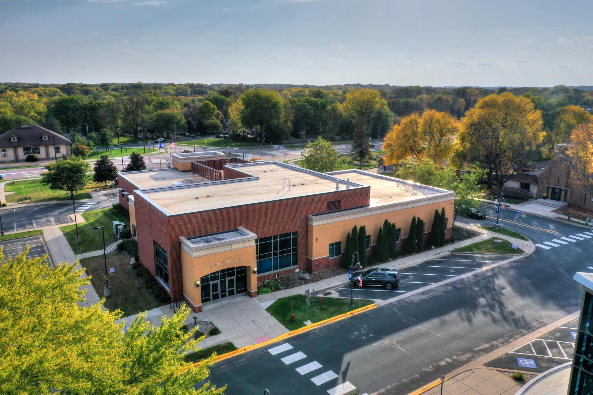 Police Dept sky view of building